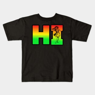 Hawaii Hawaiian Hi Rasta colors hula girl Kids T-Shirt